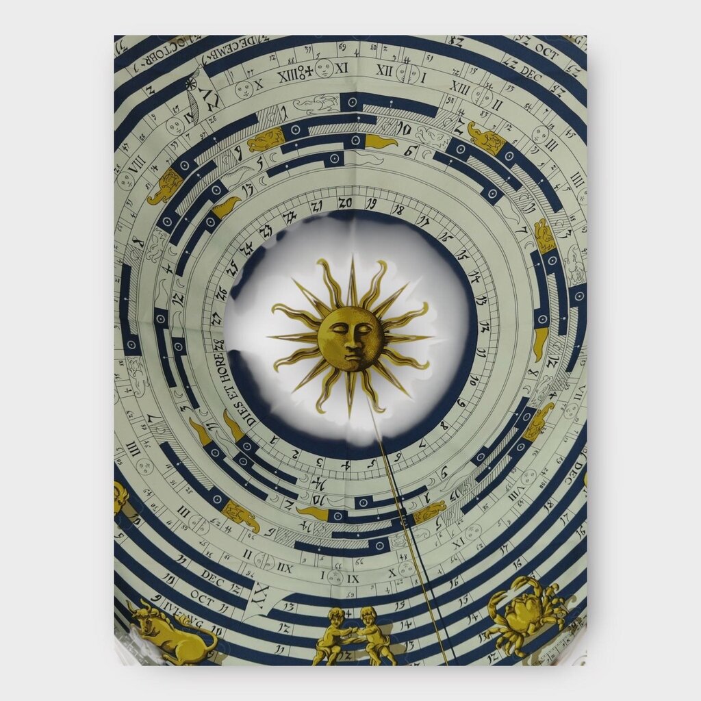 Navy Blue Silk 90cm Astrologie By Françoise Façonnet Scarf