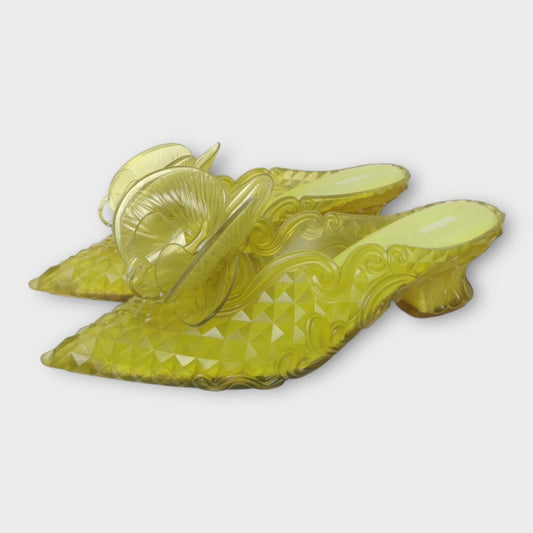 Green Rubber Point Toe Orchid Mules