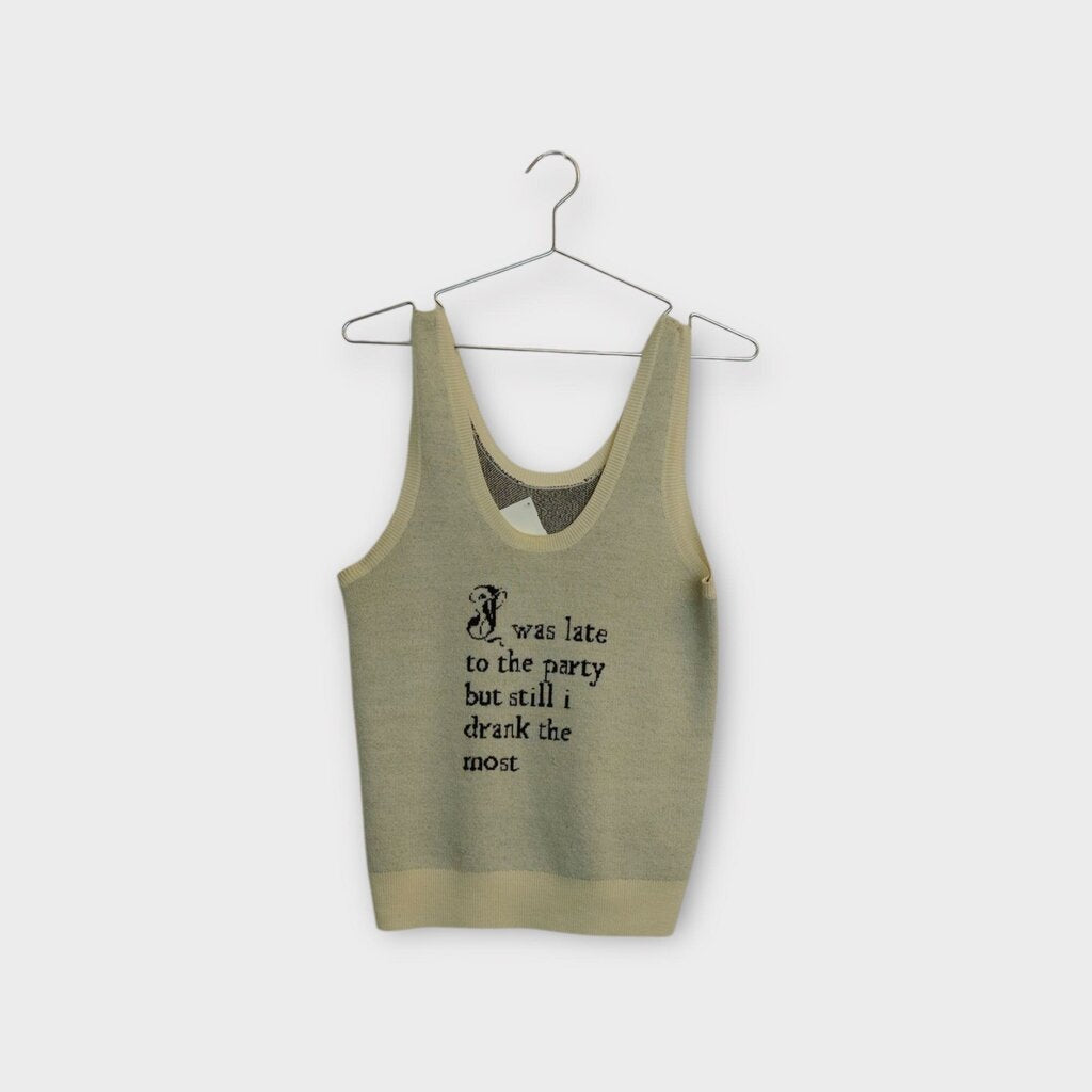 Cream & Black Knit Poetry Tank