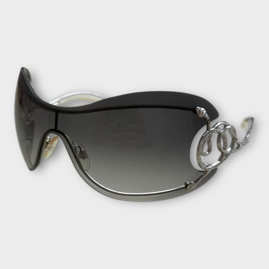 Grey & Silver Cicno Serpent Shield Sunglasses & Case