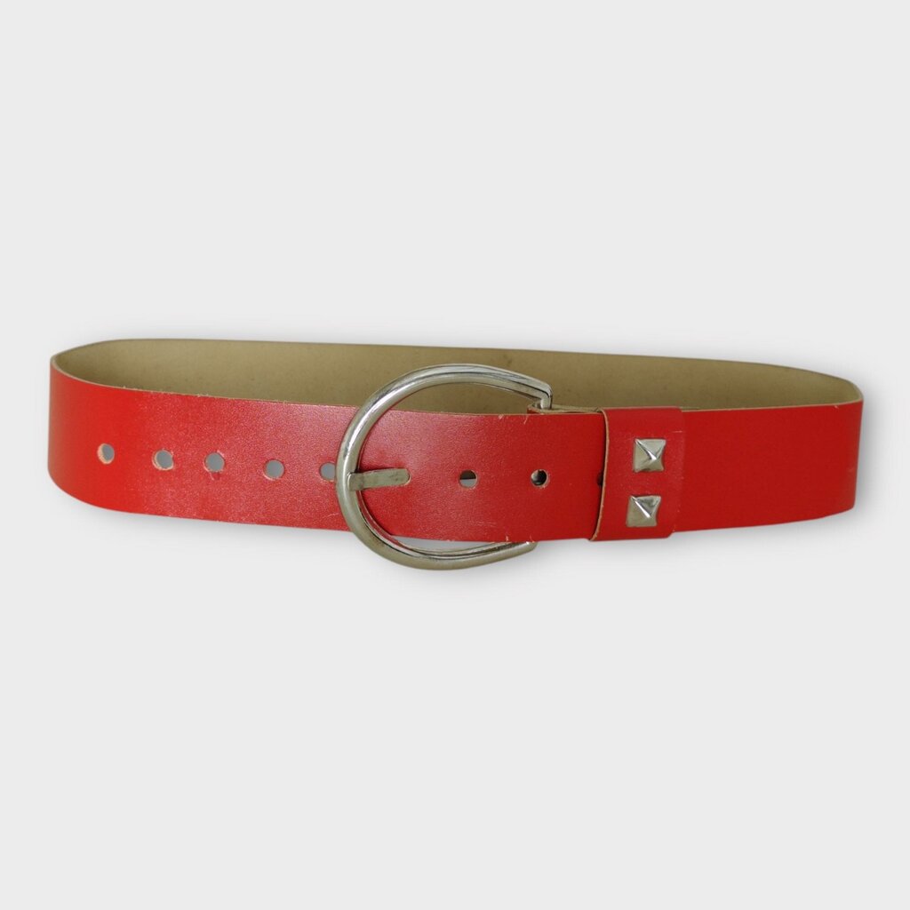 Red Leather Wide Belt
