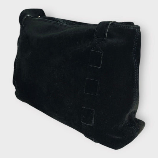 Black Suede Long Strap Tote Bag