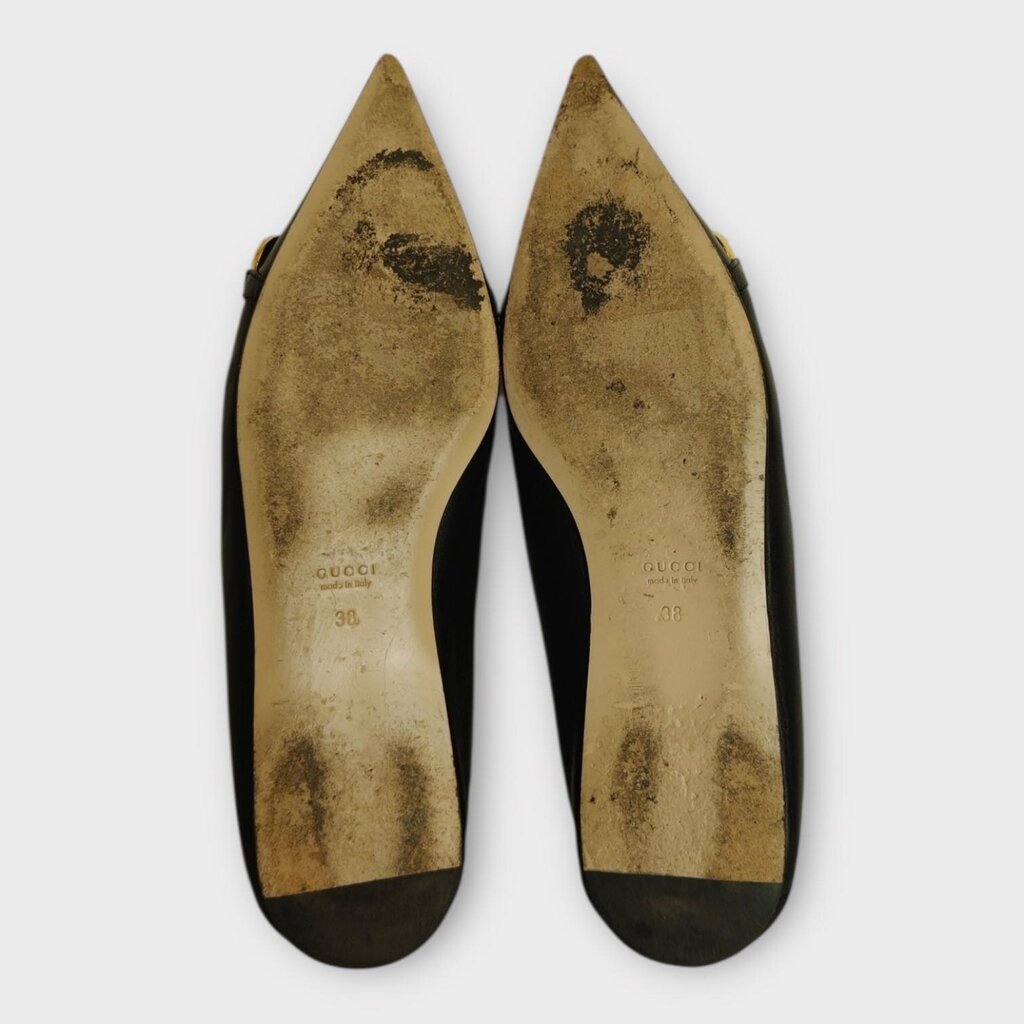 Black Leather Multi Hardware Ballet Flats