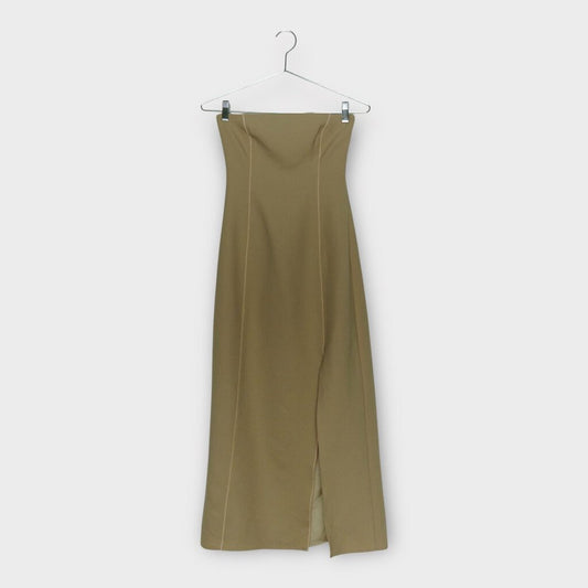 Beige Strapless Monte Midi Dress