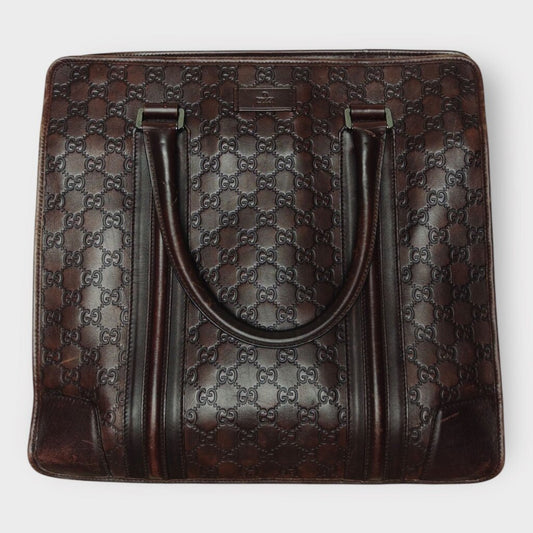 Brown Monogram Leather Tote