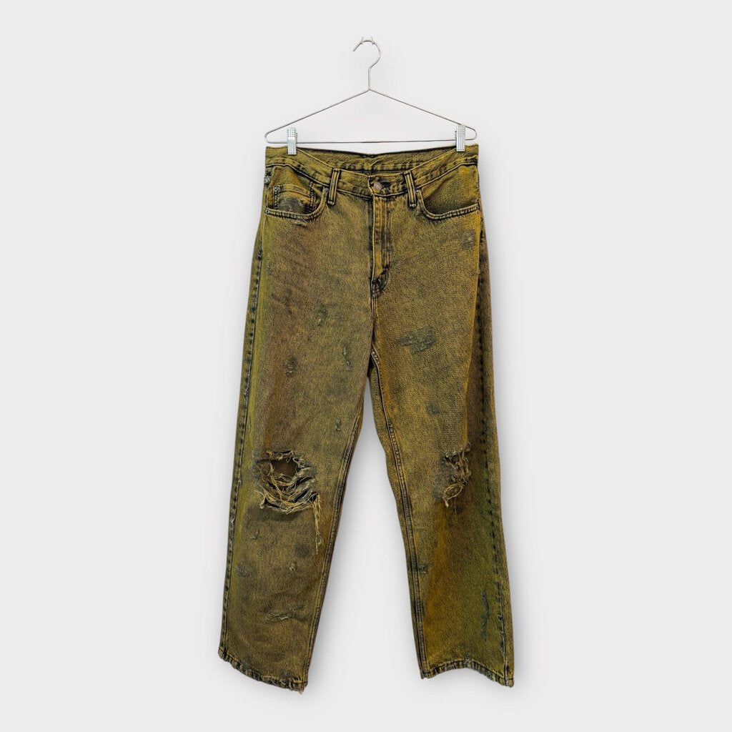 Yellow Acid Wash Ripped Jeans