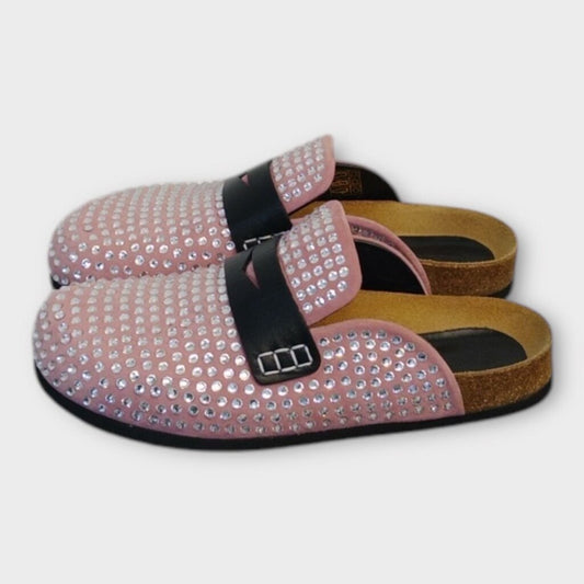 Pink Crystal Embellished Mule