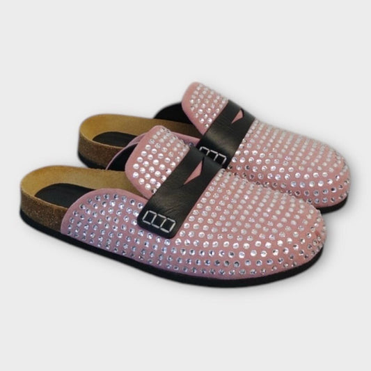 Pink Crystal Embellished Mule