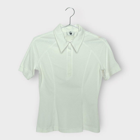 White Mesh Polo Shirt