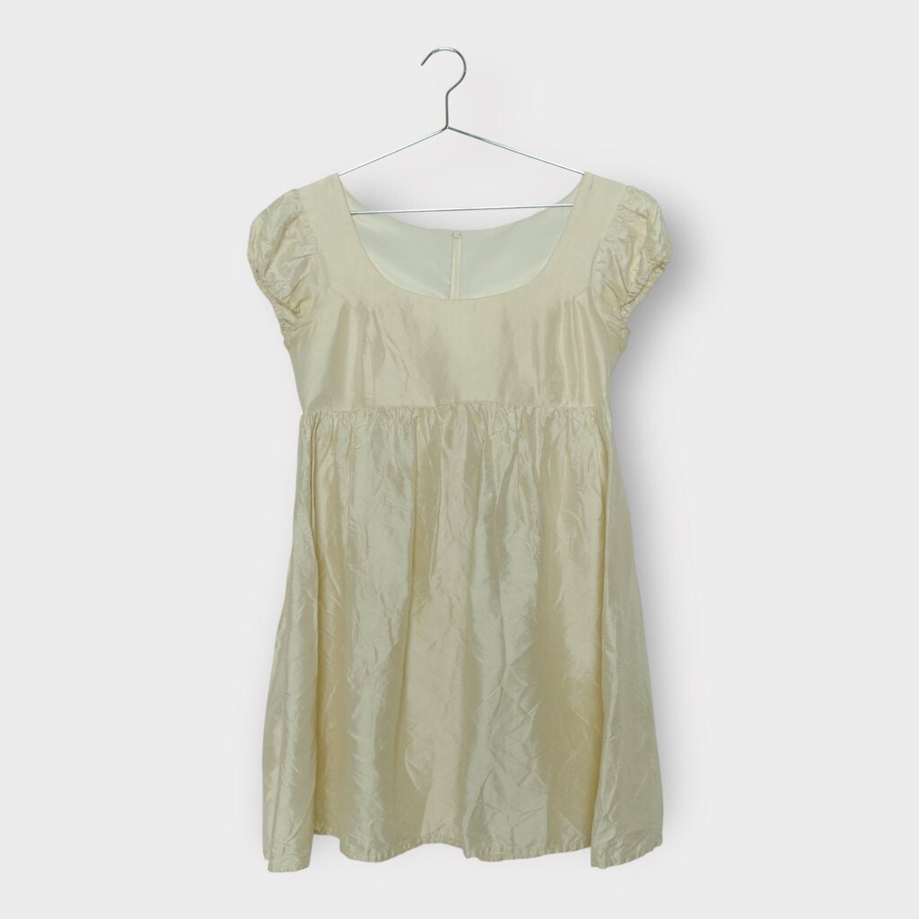 Cream Silk Empire Line Mini Dress