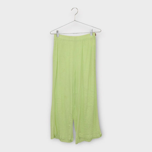 Haat by Issey Miyake Green Stretch Crinkle Relax Fit Pant