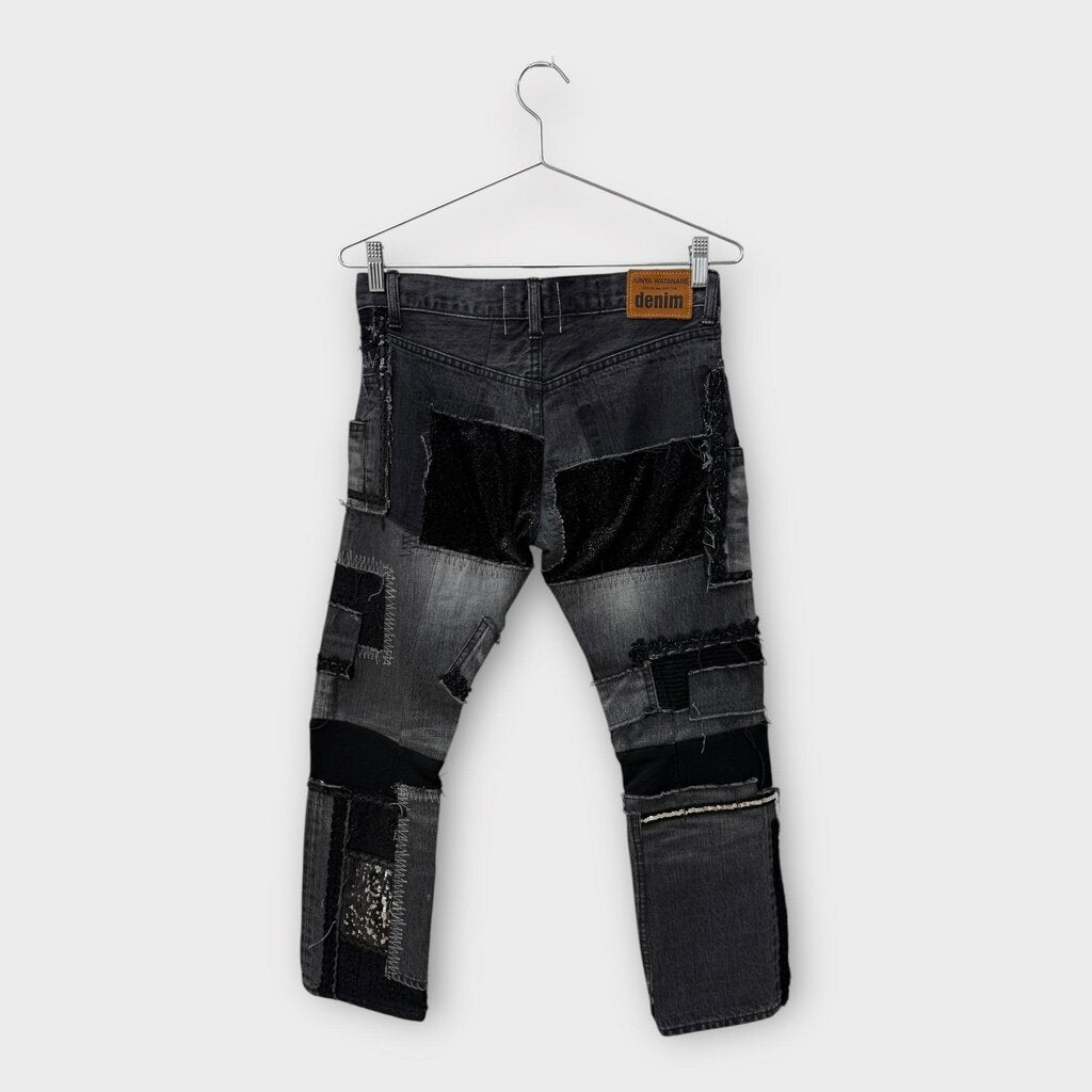 Black Denim Sequin Patchwork Jeans