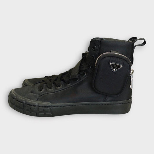 Black Re-Nylon Wheel High Top Sneaker