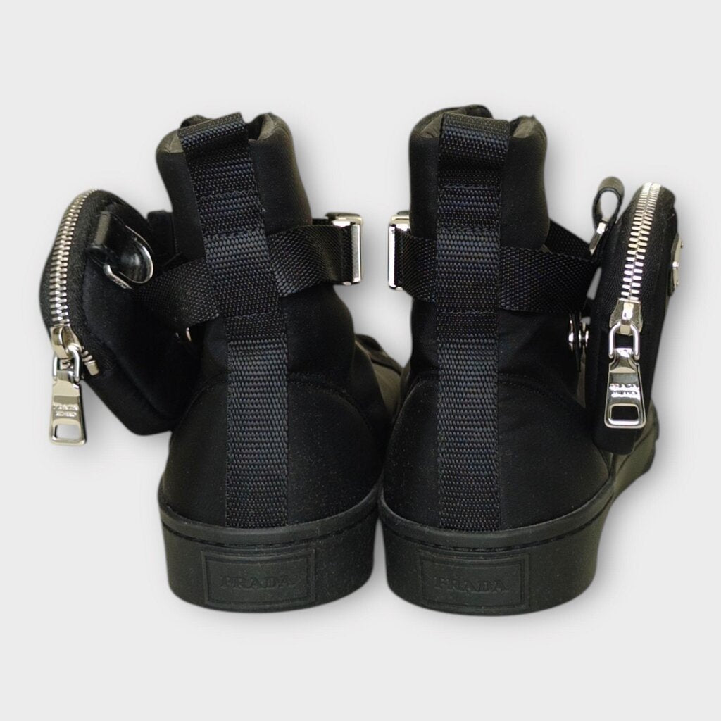 Black Re-Nylon Wheel High Top Sneaker