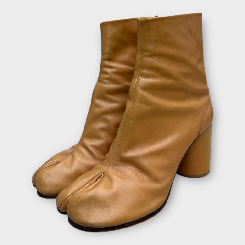 Brown Leather Tabi Toe Ankle Boot