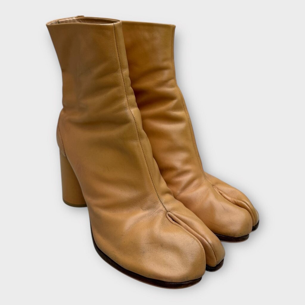 Brown Leather Tabi Toe Ankle Boot