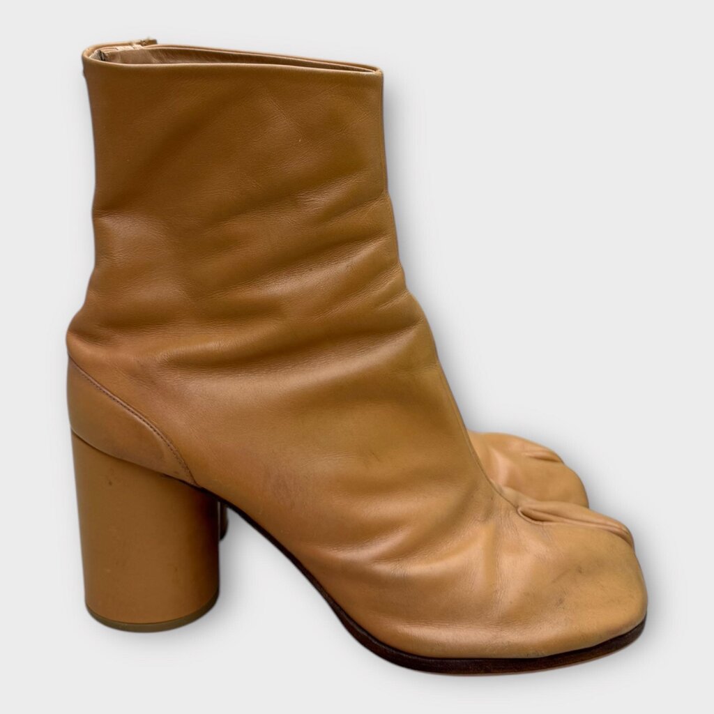 Brown Leather Tabi Toe Ankle Boot