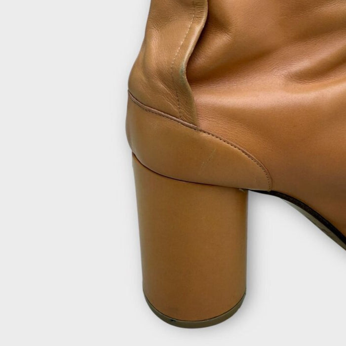 Brown Leather Tabi Toe Ankle Boot