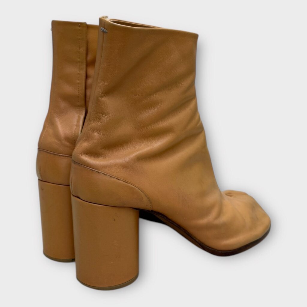 Brown Leather Tabi Toe Ankle Boot