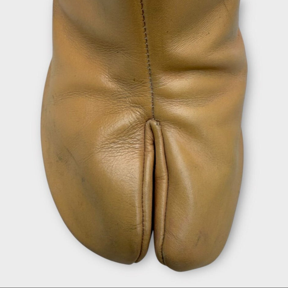 Brown Leather Tabi Toe Ankle Boot