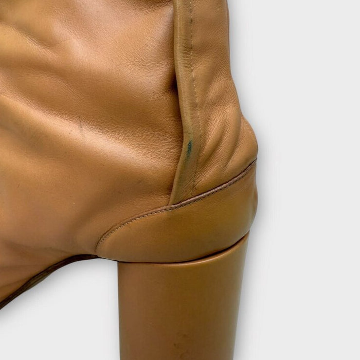 Brown Leather Tabi Toe Ankle Boot