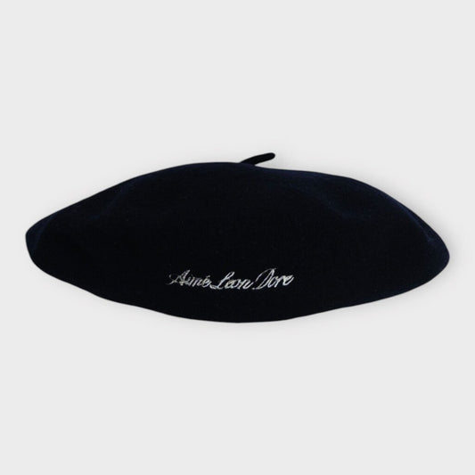 Navy Wool Logo Beret