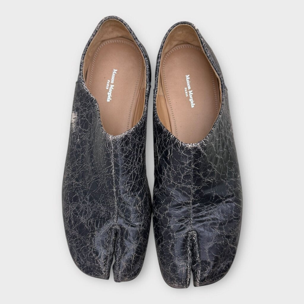 Brown Cracked Leather Tabi Loafer