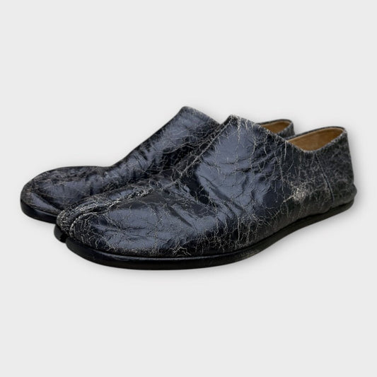 Brown Cracked Leather Tabi Loafer