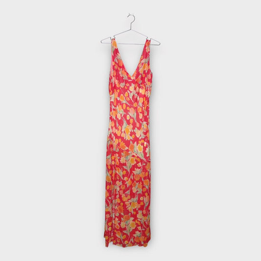 NWT Red Floral Deep Neck Sleeveless Maxi