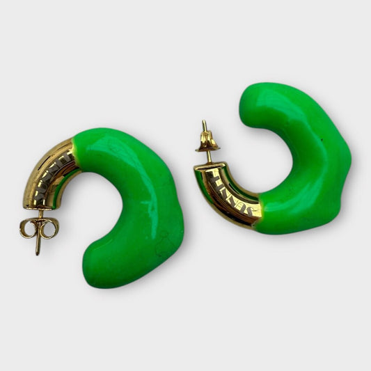 Sunnei SSENSE Exclusive Gold & Green Rubberized Earrings