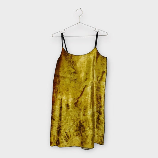 Eckhaus Latta Gold Velour Contrast Stitch Cami Dress