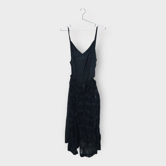 Comme Des Garcons Tricot Black Slip Sheer Wrap Overlay DetailDress