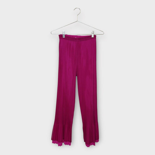 Issey Miyake Pleats Please Pink Pleat Frill Hem Pants