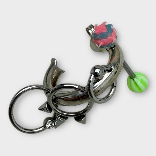 Underground Sundae Silver Gem Multi Hoop Earring