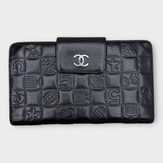 Black Embossed Silver Logo Wallet