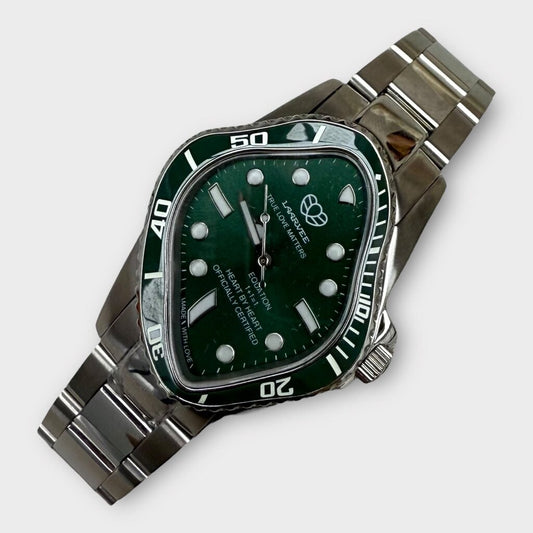 LAARVEE Silver & Green PEA001 Precision Steel Watch