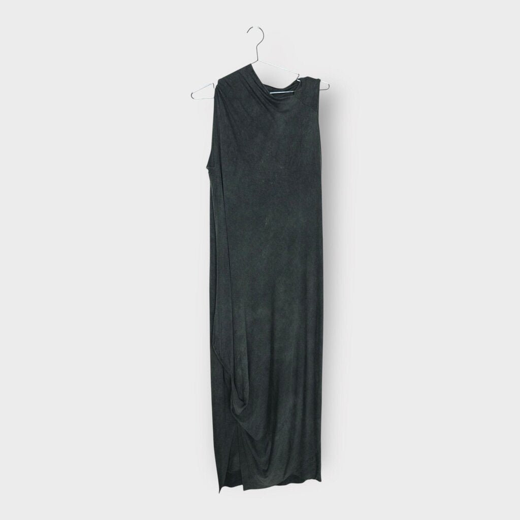 Grey Jersey Draped Midi Dress