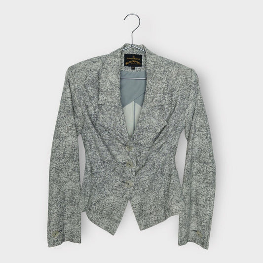 Vivienne Westwood Anglomania White & Grey Painted Linen Jacket