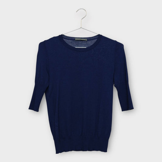 Blue Merino Fine Knit Top