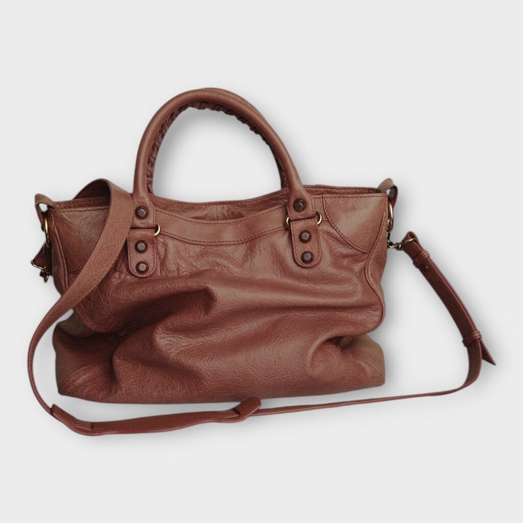 Pink Leather Gold Hardware Medium City Bag
