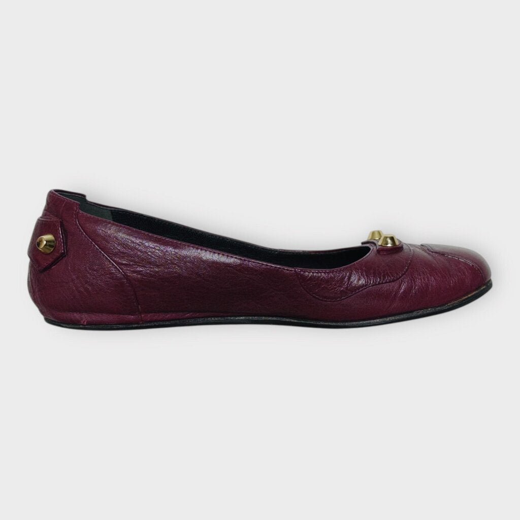 Burgundy & Gold Studded Ballet Flat