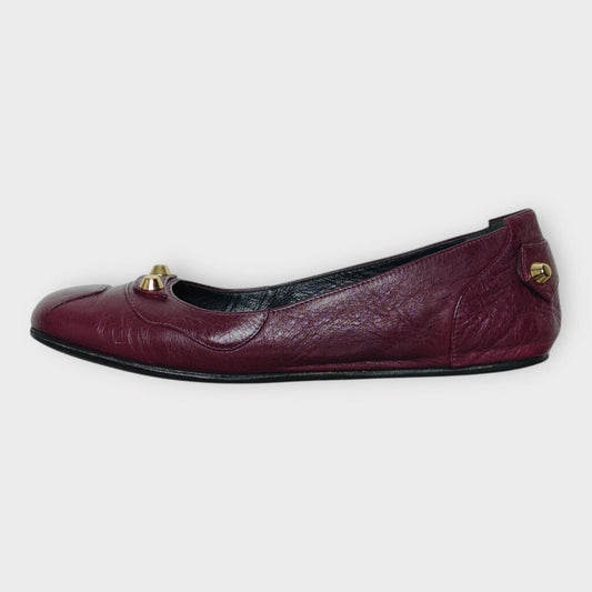 Burgundy & Gold Studded Ballet Flat