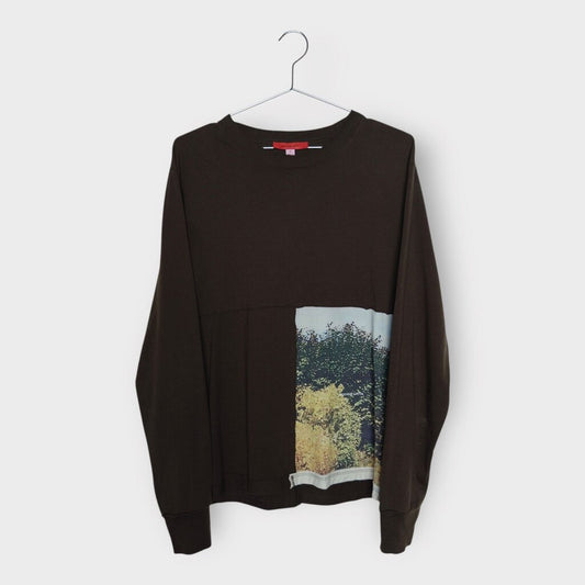 Brown Foliage Lapped Long Sleeve Top
