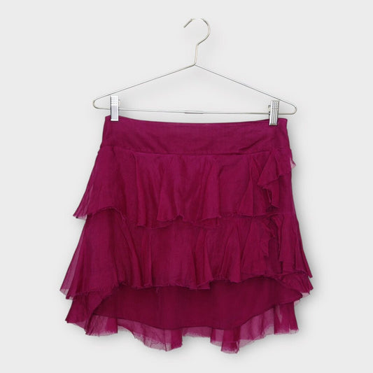 Pink Purple Silk Ruffle Mini