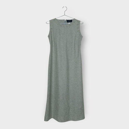 Petal Beaded Neckline Midi Dress