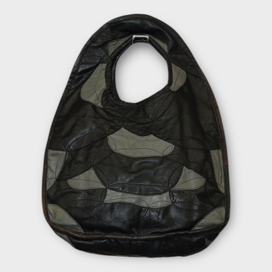 AXL Bazaar Black & Grey Leather Patchwork Handbag