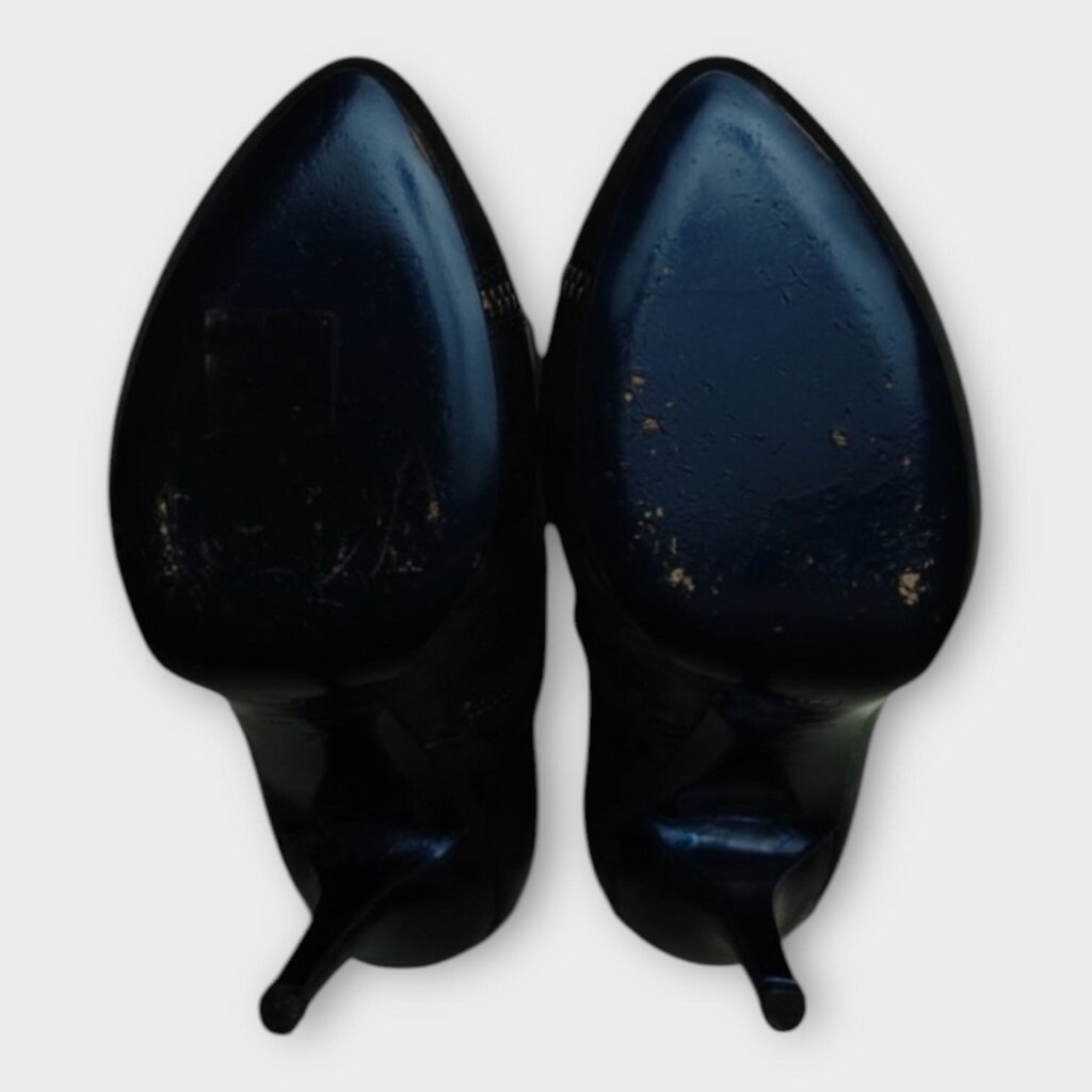 Navy Metallic Zip Detail Ankle Boot