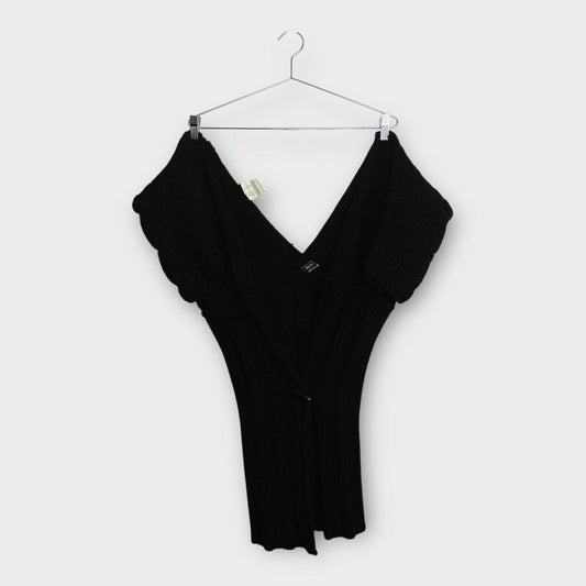 Black Wool Crop Off Shoulder Knit