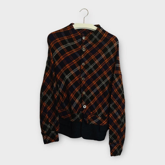 Black & Orange Plaid Knit Cardigan