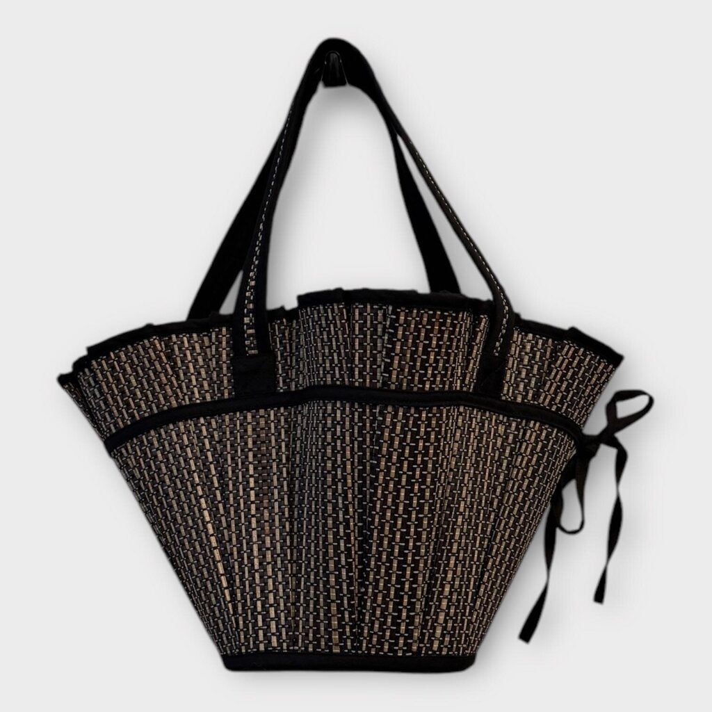Black, White & Tan Small Basket Bag